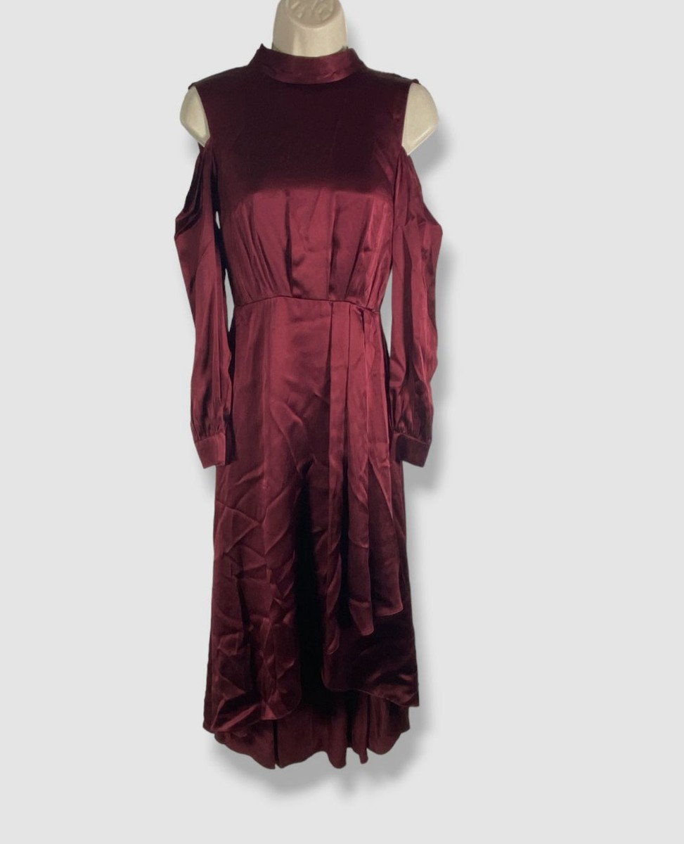 diane von furstenberg red silk dress $528 Diane Von Furstenberg Women's Red Silk Satin High-Low Gown Dress Size 0