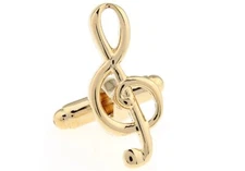 Treble Clef Music Note Cufflinks Silver Finish Gift Boxed Polishing Cloth