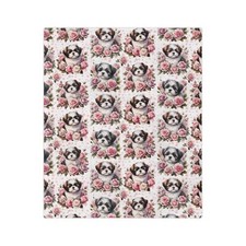 Shih Tzu Valentine Roses Blanket Soft Lightweight Blanket Warm Cozy Velveteen