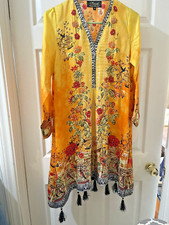 Satin Embellished Kurti Size M Screen Printed Kurta
