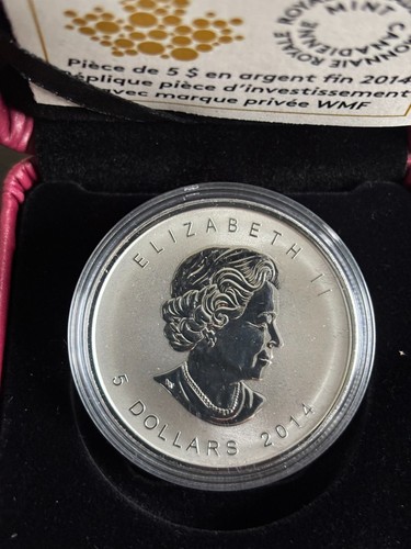 2014 Canada $5 1oz World Money Fair Berlin Privy Silver Maple Leaf Bullion coin - Picture 2 of 3