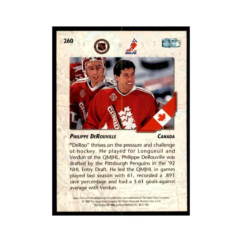 1993 Upper Deck Philippe DeRouville Hockey Cards #260 - Image 2 of 3
