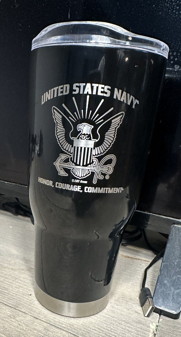 United States Navy Stainless Steel Travel Mug Cup 8” Tall