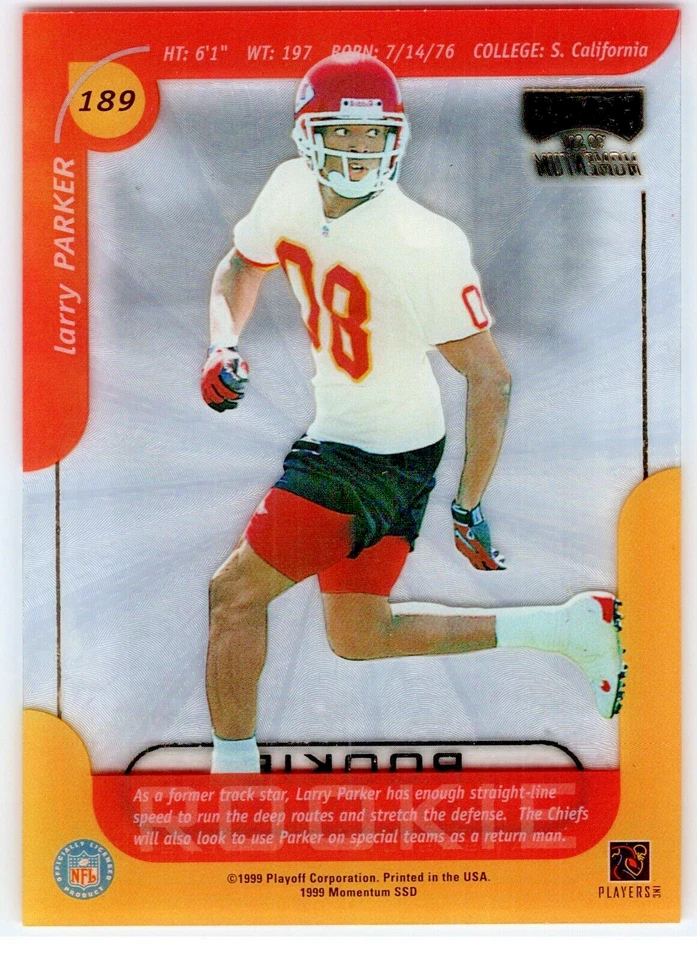 1999 Playoff Football SSD Momentum No.189 Larry Parker Kansas City Chiefs  - Image 2 of 2