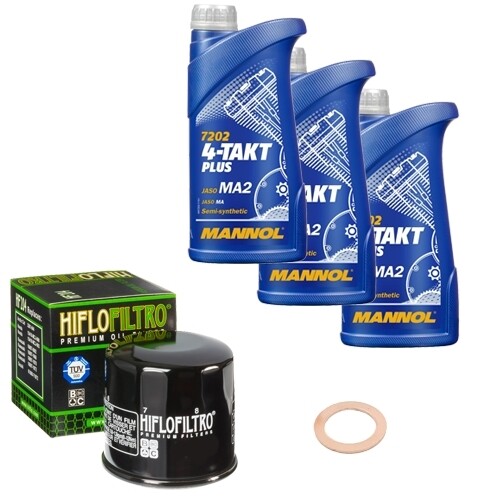 Hiflo ÖLfilter Set Mannol 10W40 3L FüR Yamaha Xj 600 N RJ01 Bj.2002-image