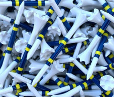 100 New 3 1/4" Truestrike Blue White Yellow Striped 3.25 Golf Tees