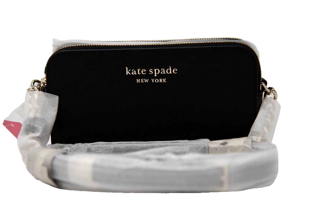 Kate Spade Double Zip Crossbody Cameron Bag Leather in Black NWT