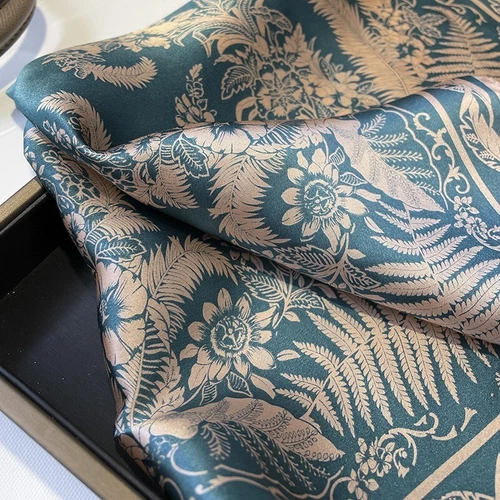 Bufanda 100 % seda mujer vintage azul flor pañuelo cuadrado pañuelo envoltura 53*53 cm - Imagen 4 de 5