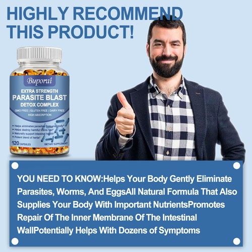 Parasite Blast Detox Complex 1485mg - mit Wermut, Schwarzwalnussrumpf, Nelke - Bild 5 von 12