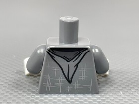 LEGO Minifigure Dark Bluish Gray Torso Robe Tie Hood White Shirt Sash Hashmarks