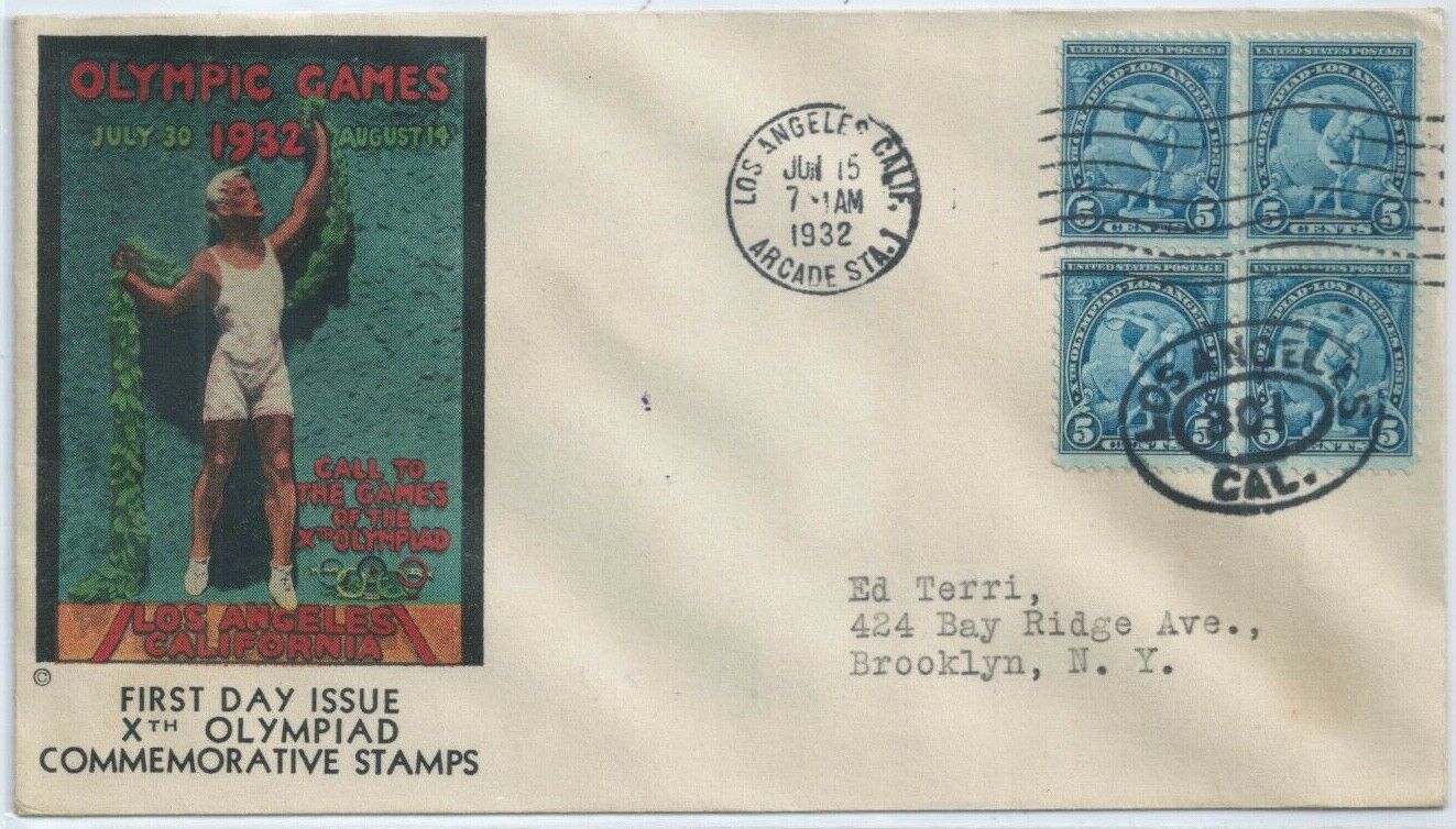 US FDC 719 5c Olympic 1932 Los Angeles OLYMPIC COVER CO First Fl