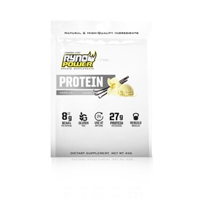 Ryno Power Vanilla Protein Powder 1 Serving Whey 27g 8.5g BCAA Recovery Drink