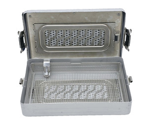 Aesculap JN091 sterilization case 1 w/ inner basket and locking lid 11"x7"x2.5"