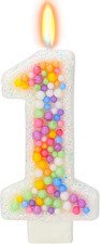 Macaron Number 1 Candle, 1St Birthday Decorations for Girls Boys