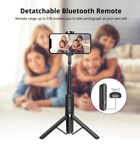ATUMTEK 3-in-1 Selfie Stick Tripod with Bluetooth Remote – Aluminum, Extendable - Picture 6 of 11