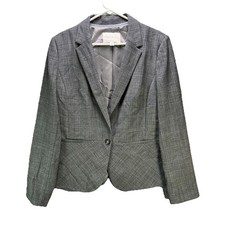 Banana Republic Blazer Womens 14 Gray Wool Blend Stretch Jacket Office Career