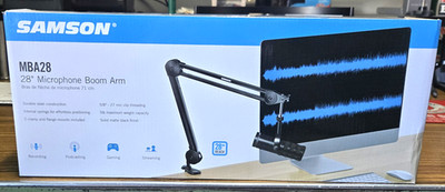 Samson MBA28 28'' Microphone Boom Arm Studio Podcast USB Mic Stand w/ Desk Clamp