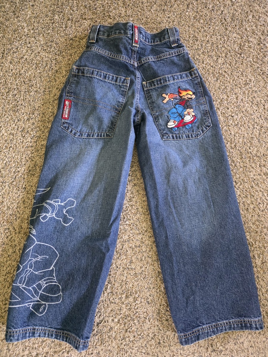 Vintage Flamehead JNCO Embroidered Jeans Y2K Skater RARE Size 10