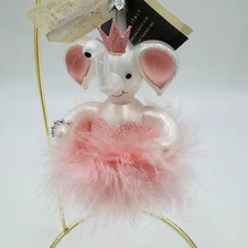 1 One Soffieria De Carlini Elephant Ballerina Ornament Blown Glass Italy NWT 08'