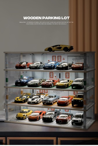 Lote de estacionamiento 1:18 KIY + caja de exhibición de estante de almacenamiento acrílico ligero a prueba de polvo (sin coche - Imagen 23 de 26
