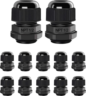 #ad 12 Pcs 1 2quot; NPT Cable Glands Nylon PA66 IP68 Waterproof Adjustable Power Strain $13.47