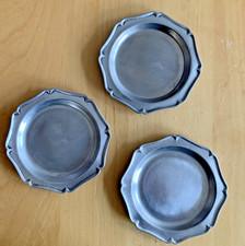 3 Zinntellerchen Untersetzer gepunzt Durchmesser 11 cm ETAIN FIN