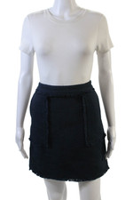 Cinq Sept Womens Tweed A Line Jaycie Skirt Navy Blue Cotton Size 14