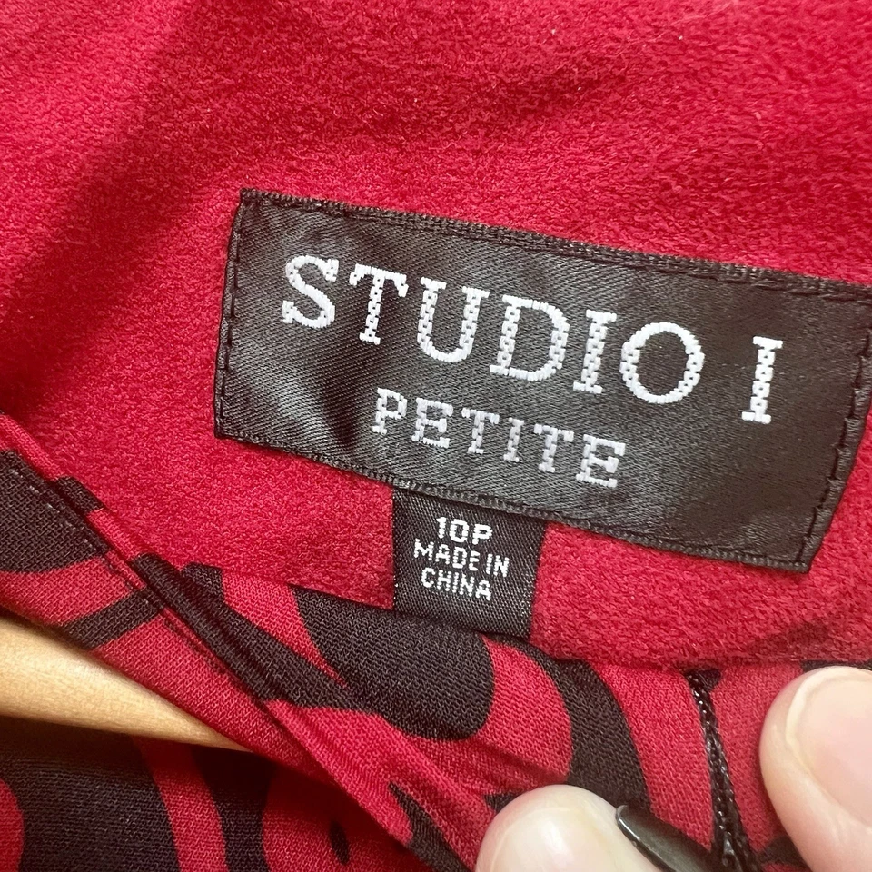 Studio 1 женщин винтажное платье/куртка комплект размер 10p красный черный пейсли - Изображение 4 из 4