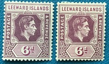 LEEWARD ISLANDS 1938-51 KGVI 6d Two Shades SG109 & SG109b Mint CV £53