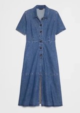 NWT Banana Republic Women’s Point Collared Denim Midi Dress Pockets XS Petite
