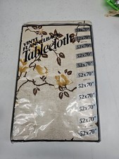 NEW Vintage Vinyl Oblong Tablecloth w/ Flannel Back 52" x 70"