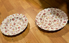 2 Copeland Spode Rose Chintz Soup Bowls 8"