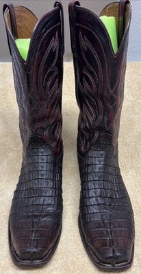 LUCCHESE Handmade Classics Gator Tail Crocodile Boots Size 10 1/2 D GUC