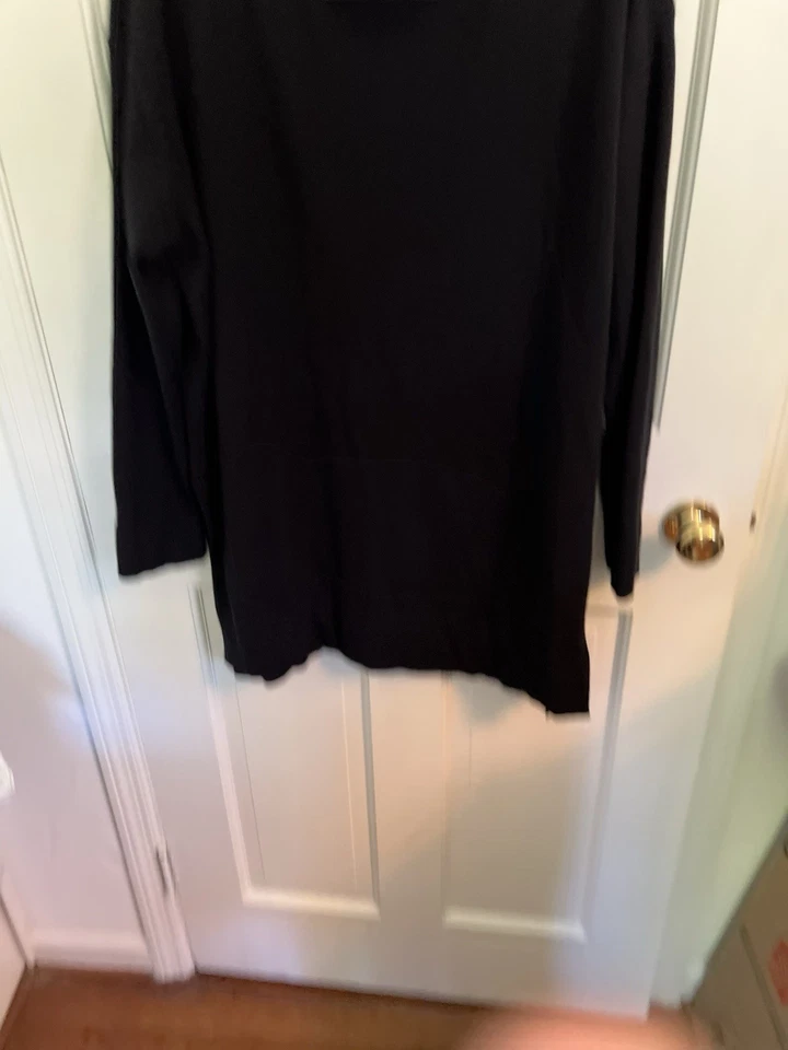 Suéter túnica suéter con aberturas laterales J. Jill XL 100 % cachemir negro para mujer Foto 2 de 4