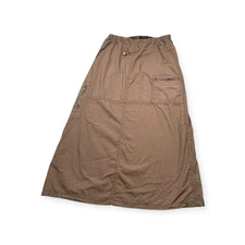 Forever 21 Skirt Womens Small Brown Long Flat Front Brown Zip Cotton 378