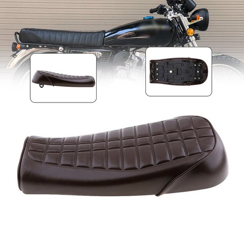 Seat Pillion Cushion Brown Cafe Racer Pad Long Passenger For Honda CG125 CG 125 - Foto 12 di 13