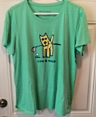 Life Is Good Crusher Tee Size XL Dog & Golf Club 100% cotton made in Peru P1422