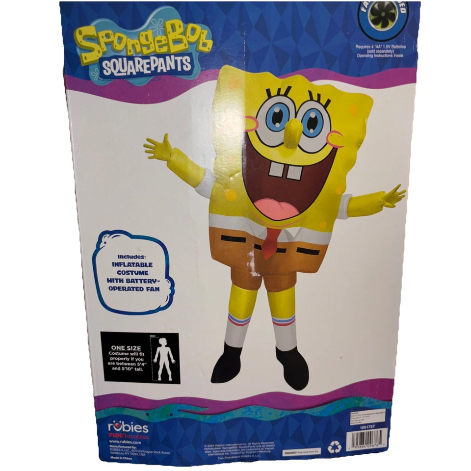 Halloween Adult SpongeBob SquarePants Inflatable Costume With FAN OSFM - Image 3 of 3