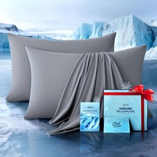 UltraChill Cooling Pillowcase Set of 2 for Hot Sleepers, Softer Than Silk Pil...