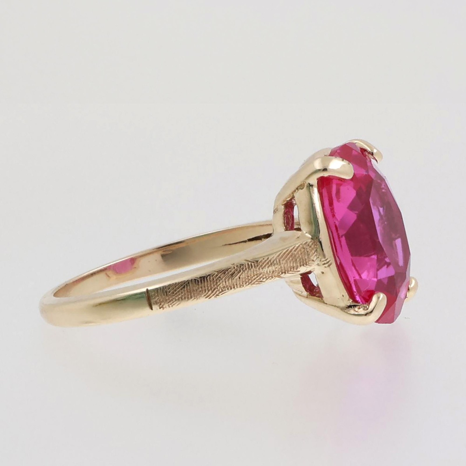 Oval Cut Ruby Solitaire Ring 10K Yellow Gold 6.75… - image 5
