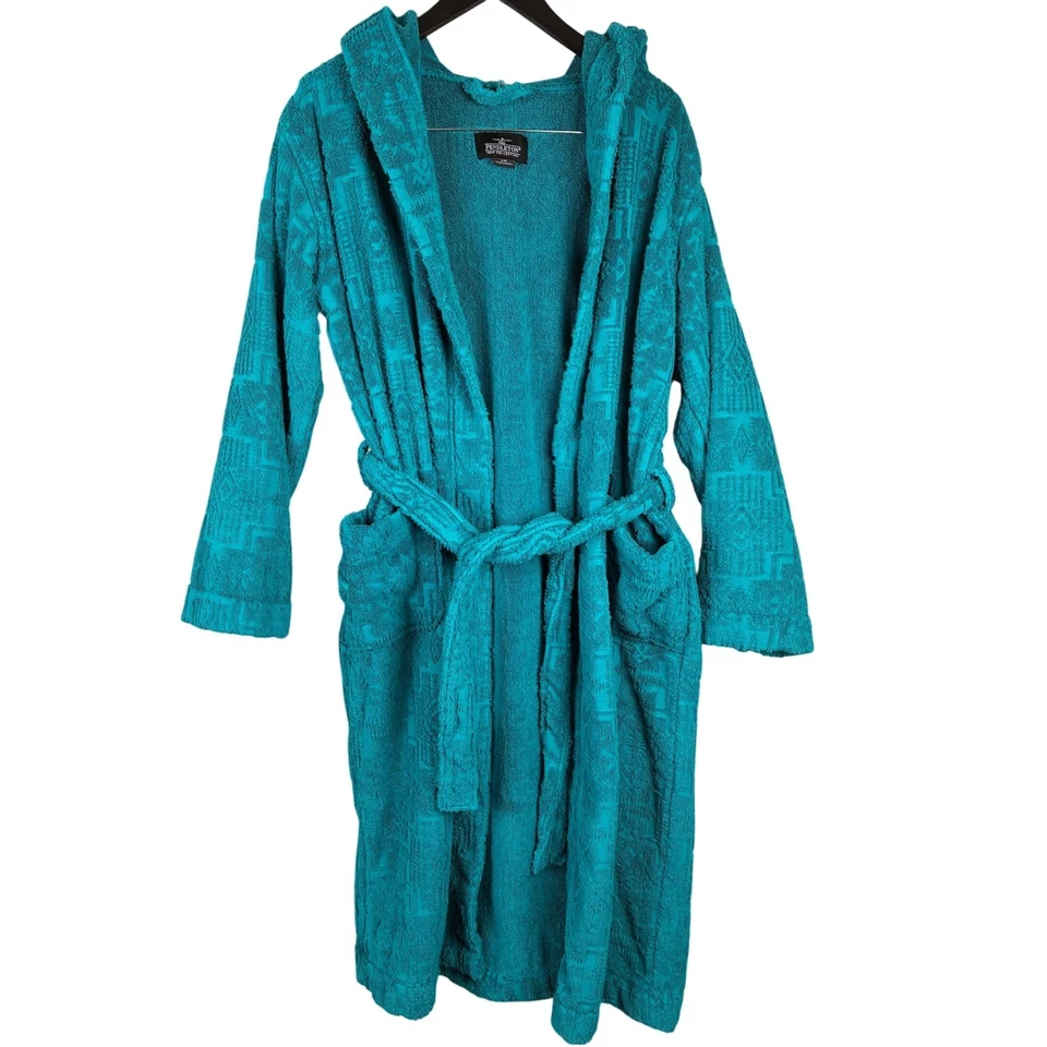 Pendleton Chief Joseph Robe Unisex S/M Turquoise Aztec 100% Cotton Terry Lounge - Image 2 of 4