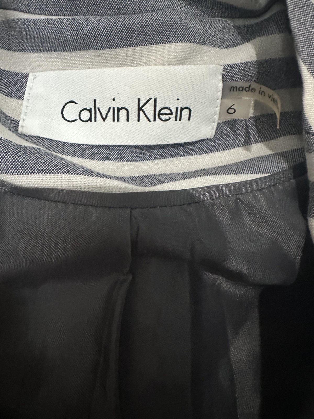 Calvin Klein Women's Blue White Striped Long Sleeve two button Blazer Size 6 * thumbnail 5