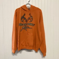 Realtree Orange Hoodie Logo Patriotic Pullover  XL- Pocket Deer Antler(Read)PICS