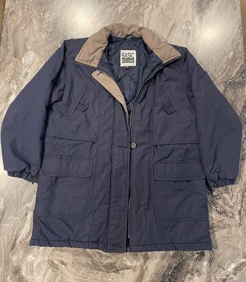 Basic Editions Men's Zip Button Well Insulated Quilted Lined Jacket Coat Blue, M