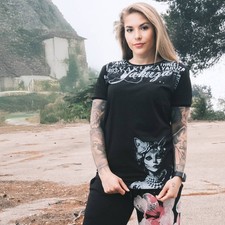 Neues Yakuza Damen Catz Urban Crew Neck T-Shirt - Schwarz