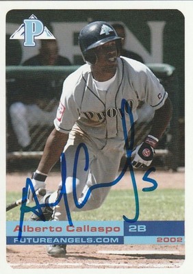 2002 Provo Angels ALBERTO CALLASPO Dodgers A's Signed Autographed Baseball Card