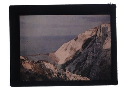 White Cliffs Beachy Head Autochrome Colour Glass Magic Lantern Slide c1900s
