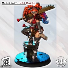 Mad Madge Hired Gun 3D printed miniature - 32mm, 75mm, perfect for wargames