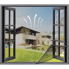 ZANZARIERA ADESIVA VELCRO PER FINESTRA NERA 130X150CM PROTEZIONE DAGLI INSETTI 6