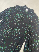 GANNI Floral Balloon Sleeve Dress Black Size M